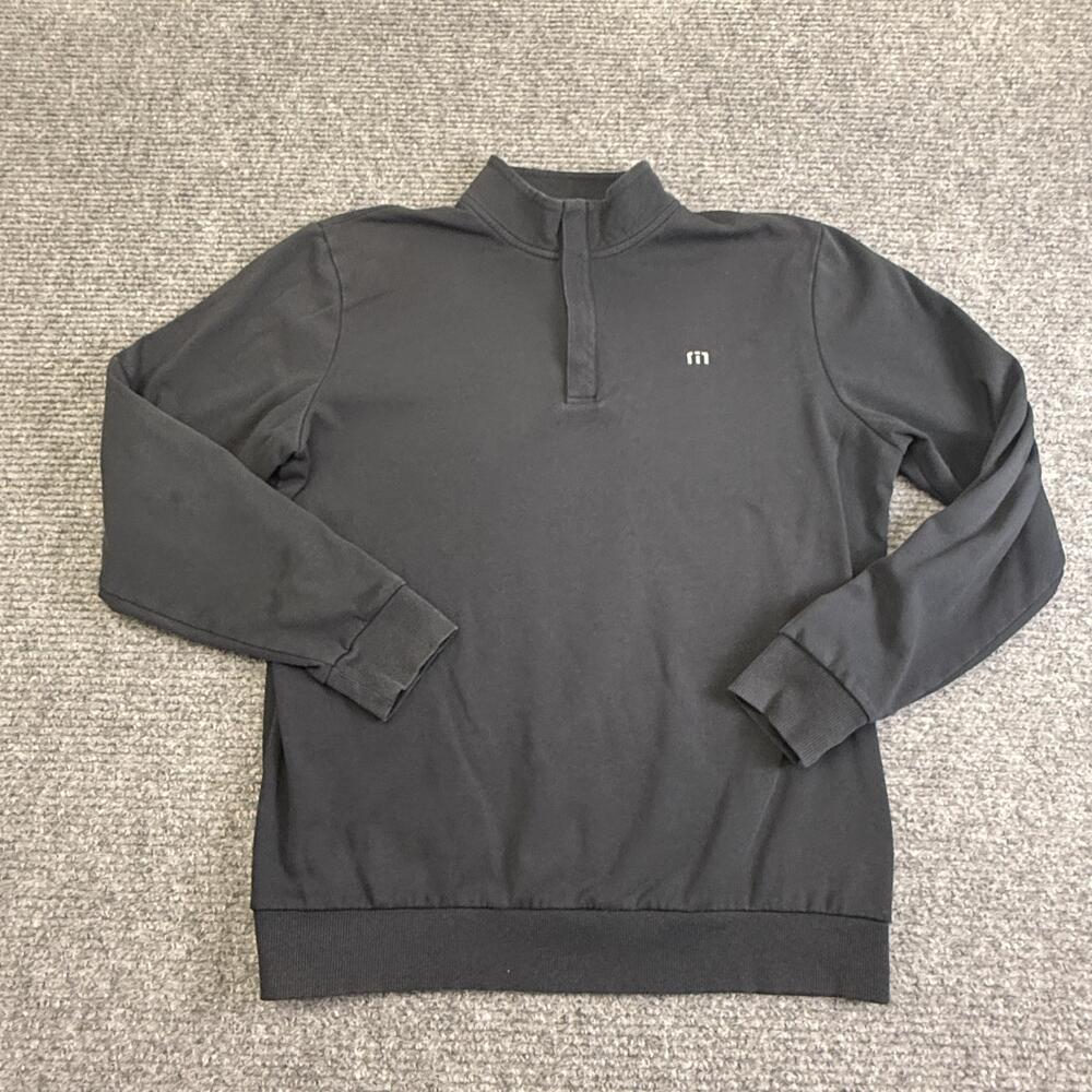 Travis Mathew Sweatshirt Mens Large Black Golf Quarter Zip TPC